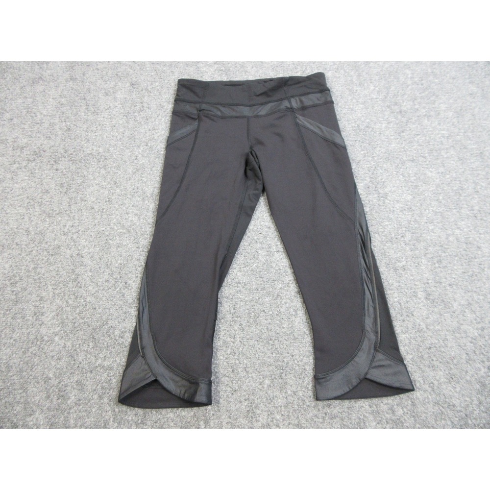 Lululemon Capri Pants Womens 6 Black Zip Pocket Leggings Running Yoga Athletic